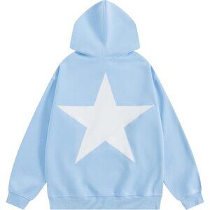 Eden Light Blue Hoodies Y2k Oversized Graphic Hoodies Aesthetic Sweat shirt